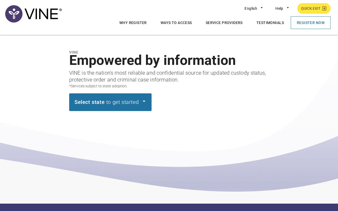 VINELink alert registration interface for Clay County custody notifications