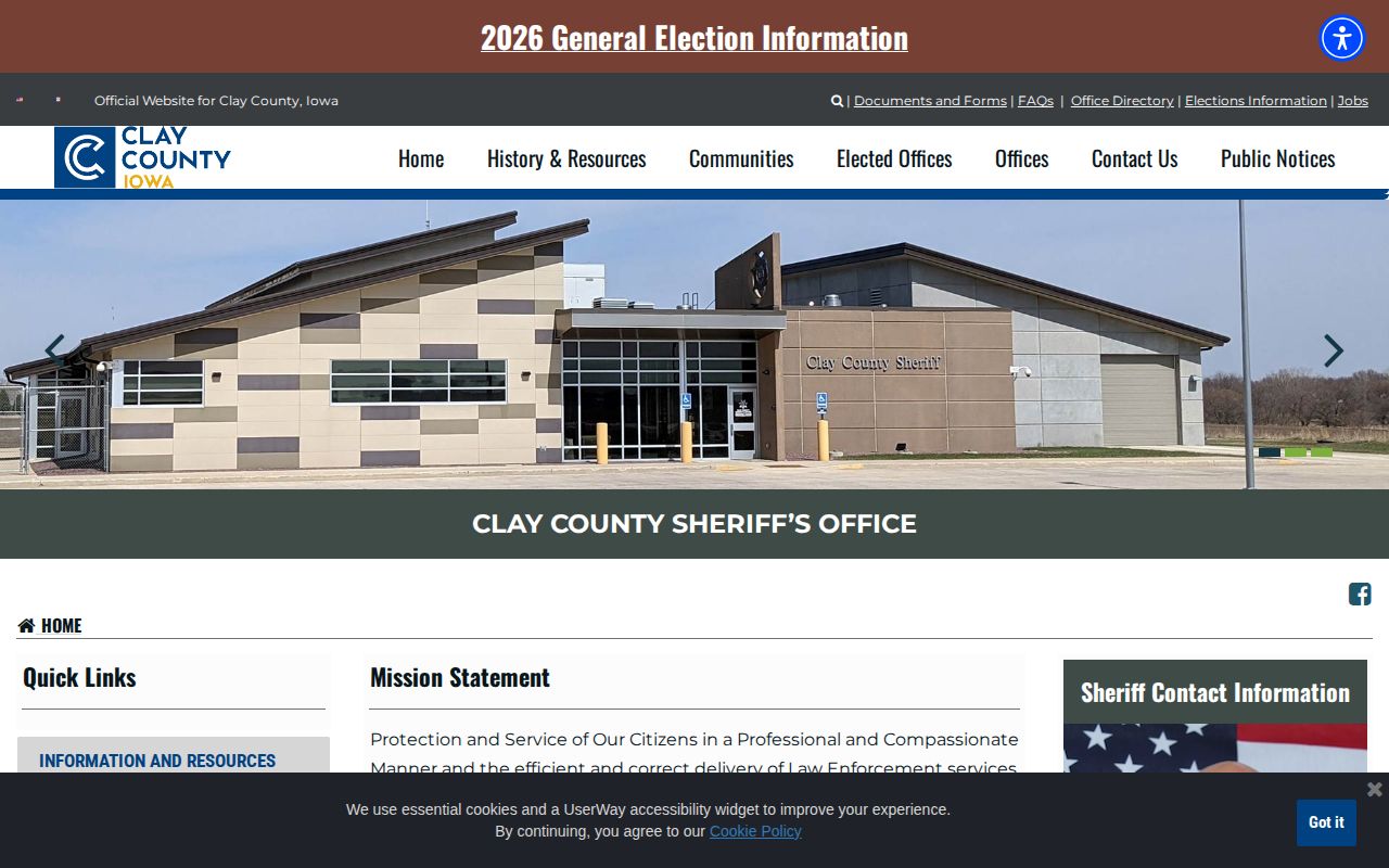 Clay County Sheriff official page checked for a 24 hour arrest feed
